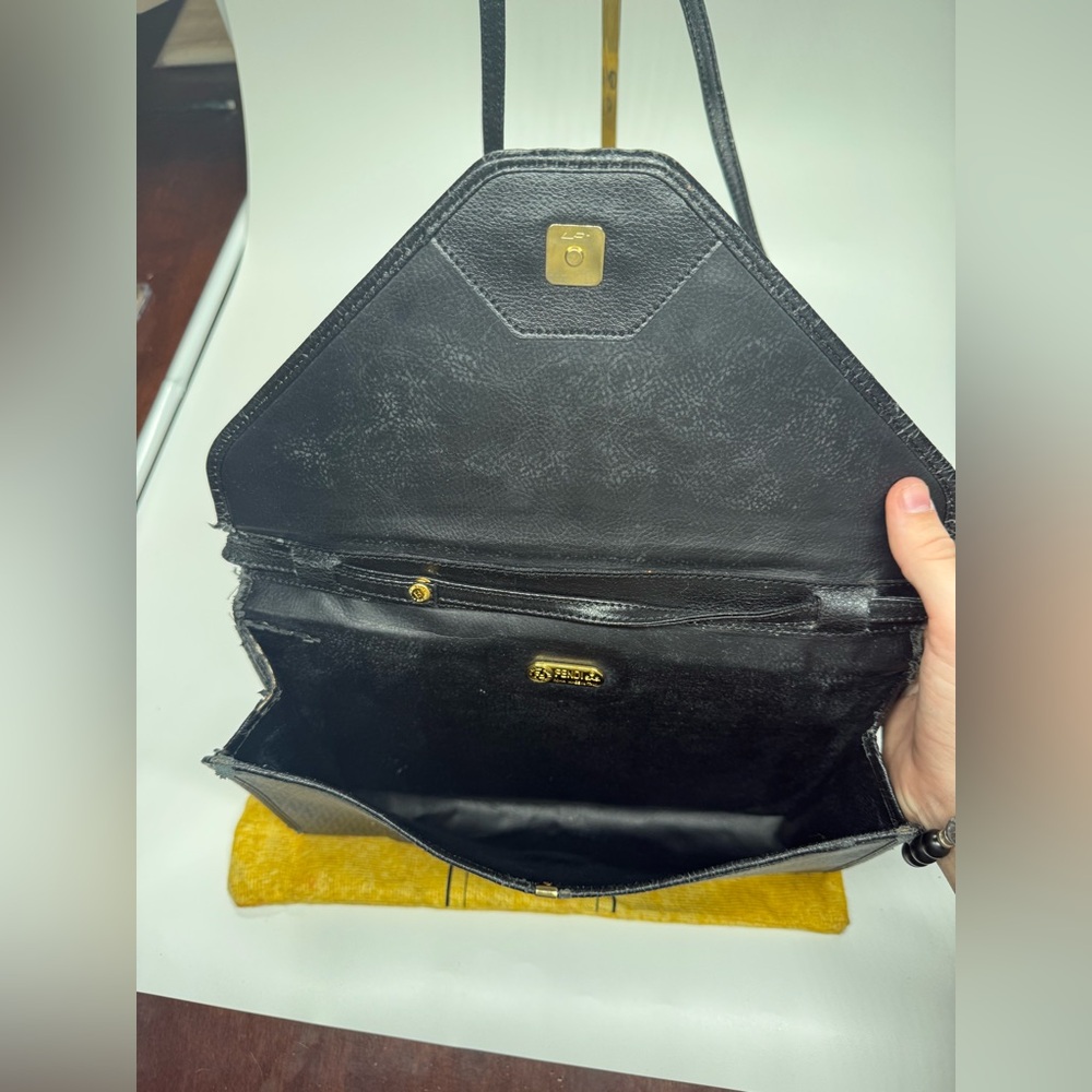 Fendi Vintage Zucca Crossbody Bag Black FF Logo Shoulder Bag Italy READ - Picture 14 of 16